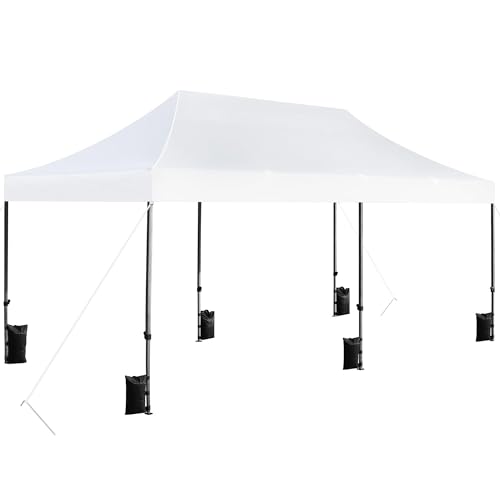 Yaheetech Heavy Duty Pop Up Canopy Tent, 10x20 Commercial Instant Shelter Tent for Wedding, Parties, Adjustable Outdoor Canopy with Wheeled Carry Bag