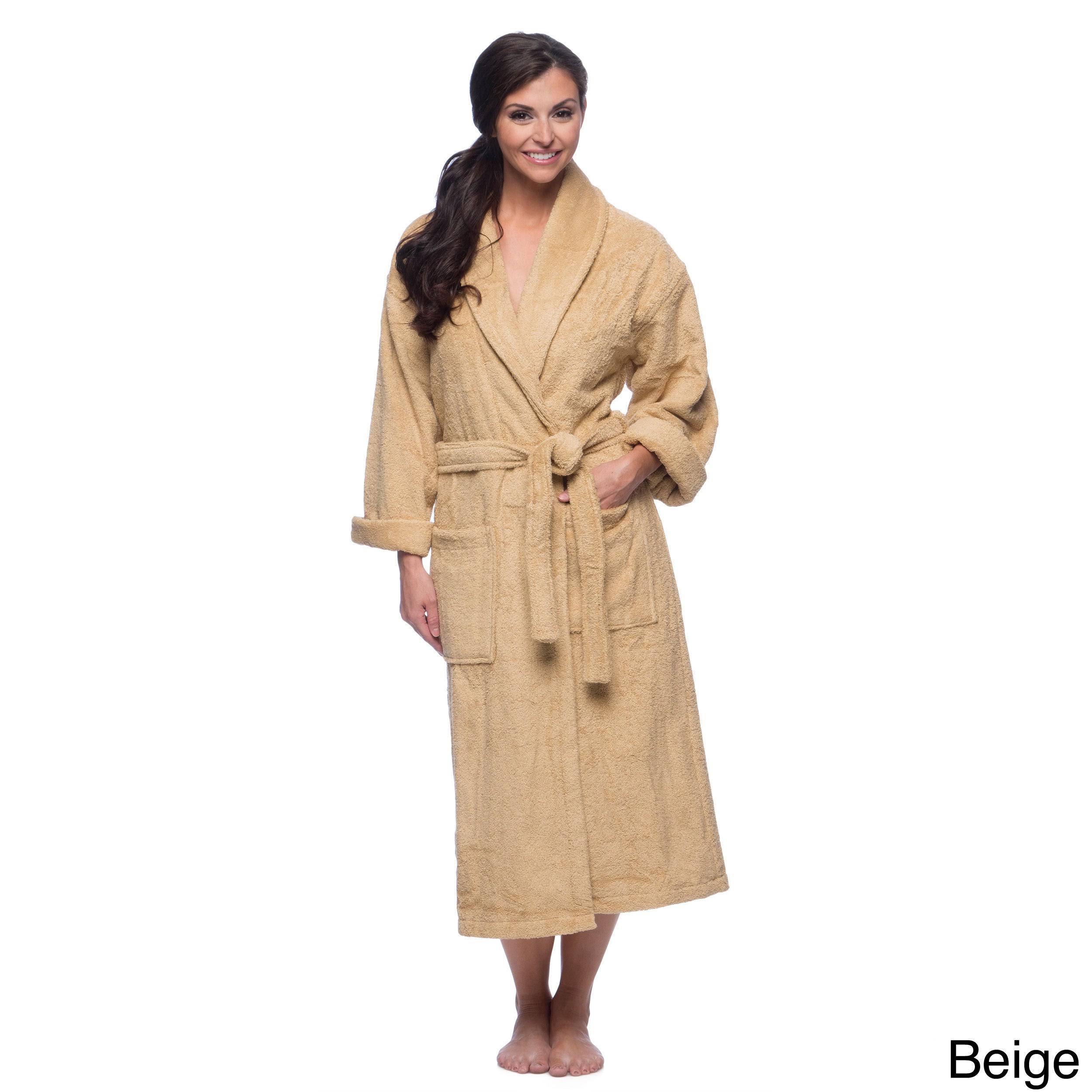 Salbakos Large Turkish Cotton Terry Bathrobe in Beige