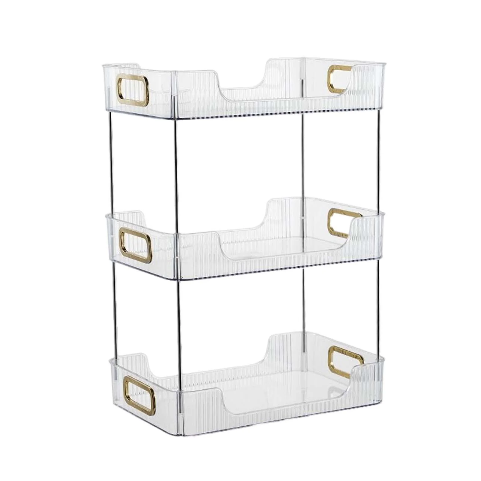 3 Tier Countertop Organizer Corner Shelf Rack Multifunctional Counter Vanity Tray Organizer Shelf, with Handles Container for Bathroom