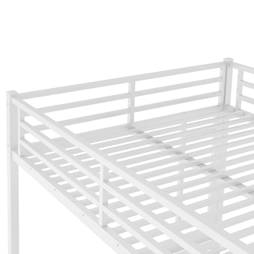 Heavy Duty Bunk Bed Frame with Ladder, Twin XL Over Twin XL Bunk Beds with Safety Guardrails, Adults Bunk Beds with Noise-Reducing Rubber Stoppers