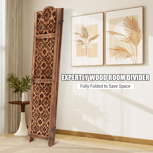 5.6FT Tall Room Divider,Japanese Room Divider 6 Panel Shoji Screen Room Dividers