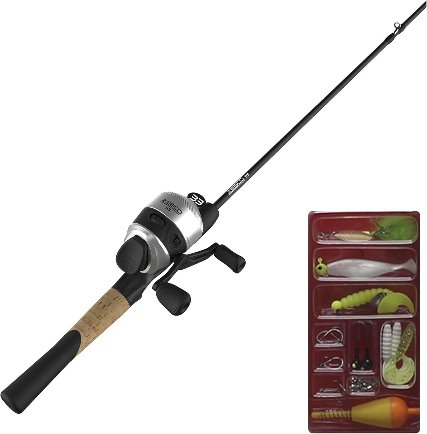 Zebco 33 Spincast Reel and 2-Piece Fishing Rod Combo, 5.5-Foot Durable Fiberglass Rod with Split Cork/EVA Handle