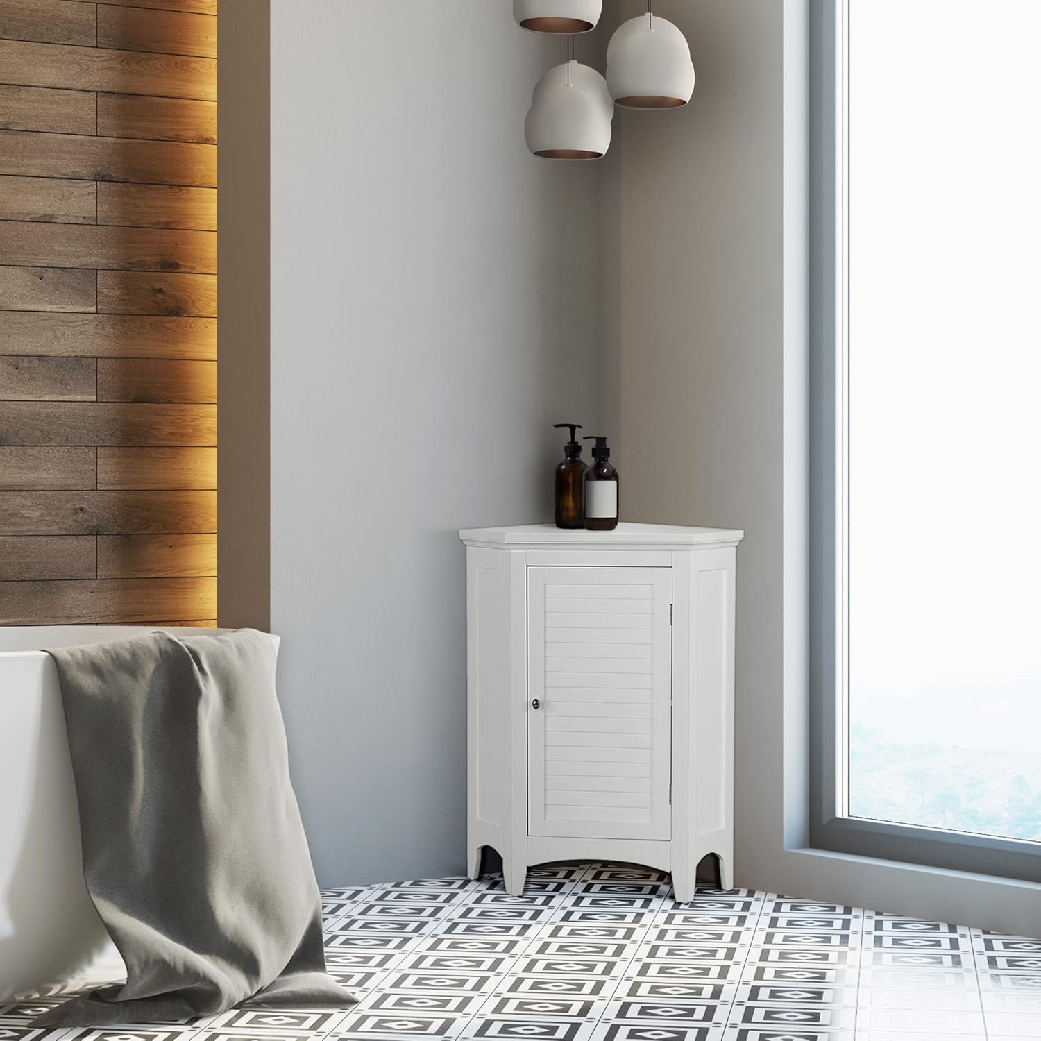 Teamson Home Glancy Bathroom Storage Floor Cabinet, White