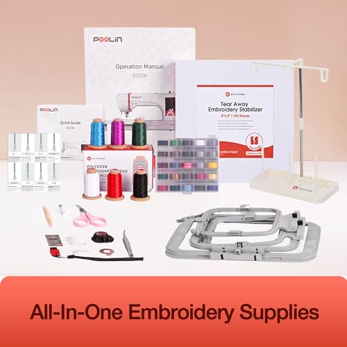 EOC06 Embroidery Machine 7.9x11 Inch Large Hoop for Beginners,Computerized 7 Inch Touchscreen,Machine Embroidery Gifts,Includes Hoops,USB,Stabilizer