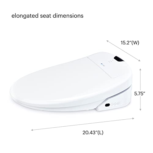 Brondell Swash 1200 Luxury Bidet Toilet Seat in White with Dual Stainless-Steel Nozzles | Endless Warm Water | Programmable User Settings |