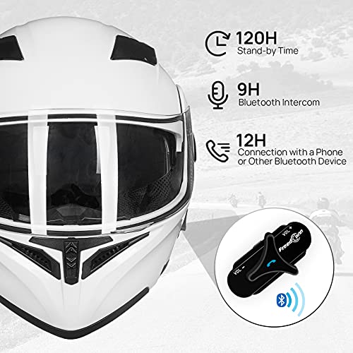ILM Bluetooth Motorcycle Helmet Modular Flip up Full Face Dual Visor Mp3 Intercom FM Radio DOT Model 902BT(Matte Black, Large)