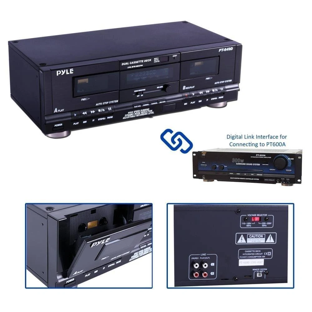 Pyle - Pro Sound PT649D Pyle Dual Cassette Deck Rack