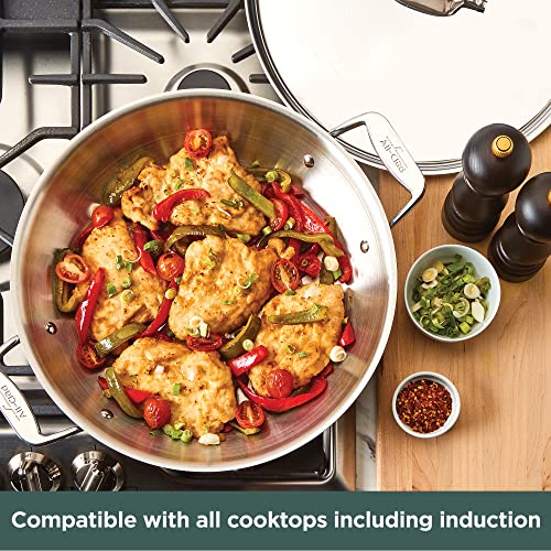 All-Clad D5 5-Ply Brushed Stainless Steel Universal Pan 4.5 Quart Induction Oven Broiler Safe 600F Pots and Pans, Cookware Silver