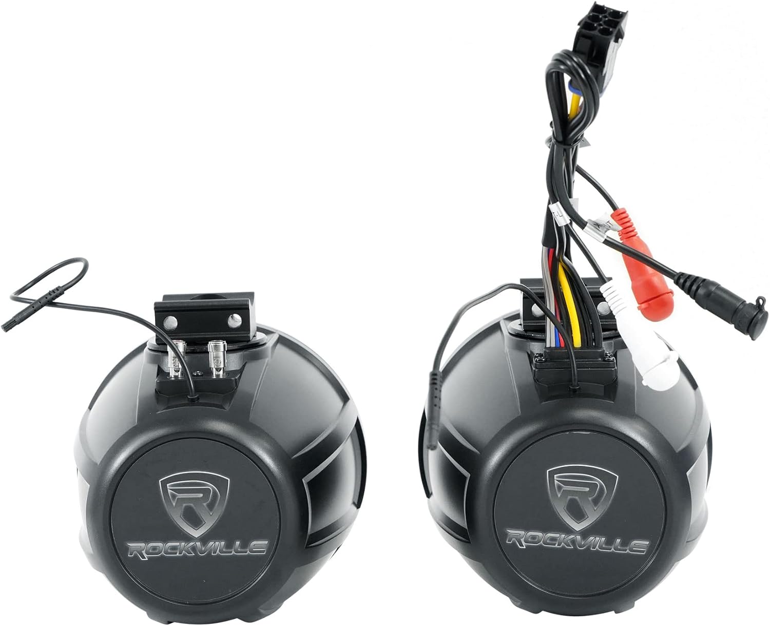 Pair Rockville PT525BR 5.25" Powered Marine Bluetooth LED Tower Speakers ATV/UTV