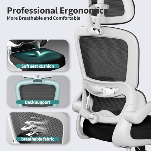 TRALT Office Chair Ergonomic Desk Chair, 330 LBS Home Mesh Office Desk Chairs with Wheels, Comfortable Gaming Chair