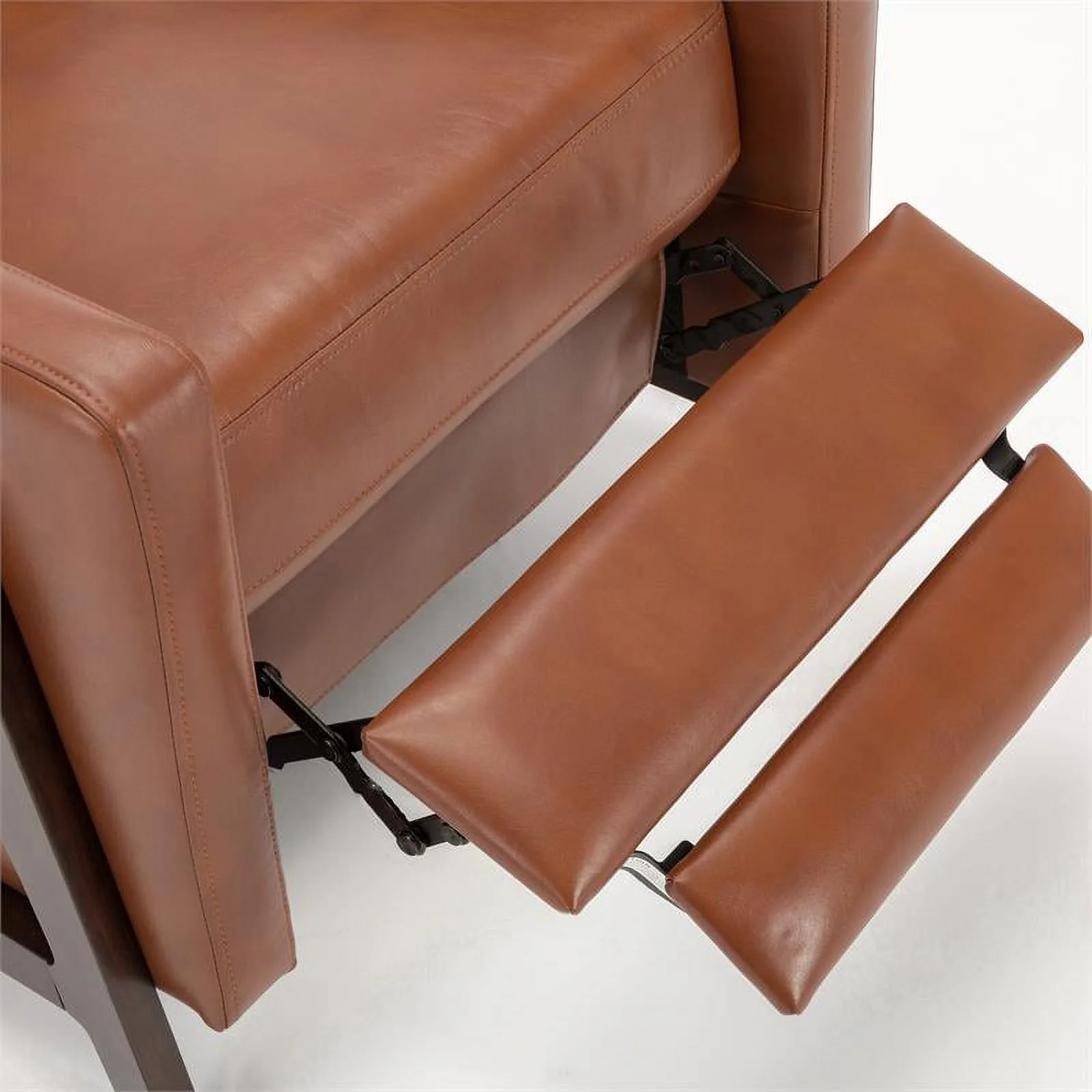 Bowery Hill Push Back Faux Leather Recliner in Caramel Finish