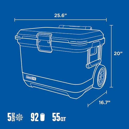 Coleman Pro Heavy-Duty 45qt Ultra-Light Premium Hard Cooler, Extra-Thick Insulation Keeps Ice up to 4 Days, 74-Can Capacity