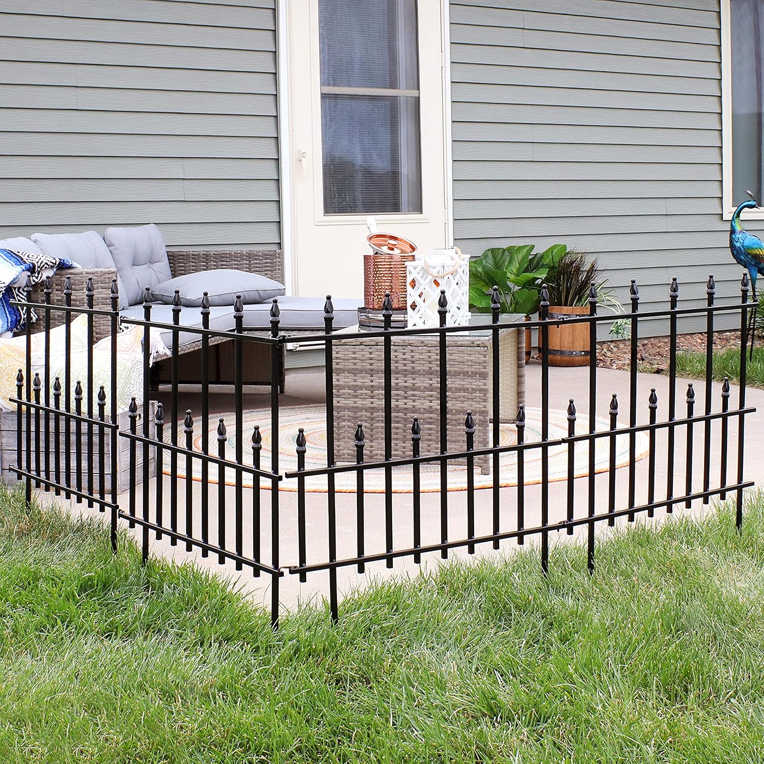 Sunnydaze 5-Piece Cambridge Decorative Metal Garden Fence Panel Set - Steel Border Garden and Landscape Fencing - 24-Inch Wide x 28-Inch Tall Each