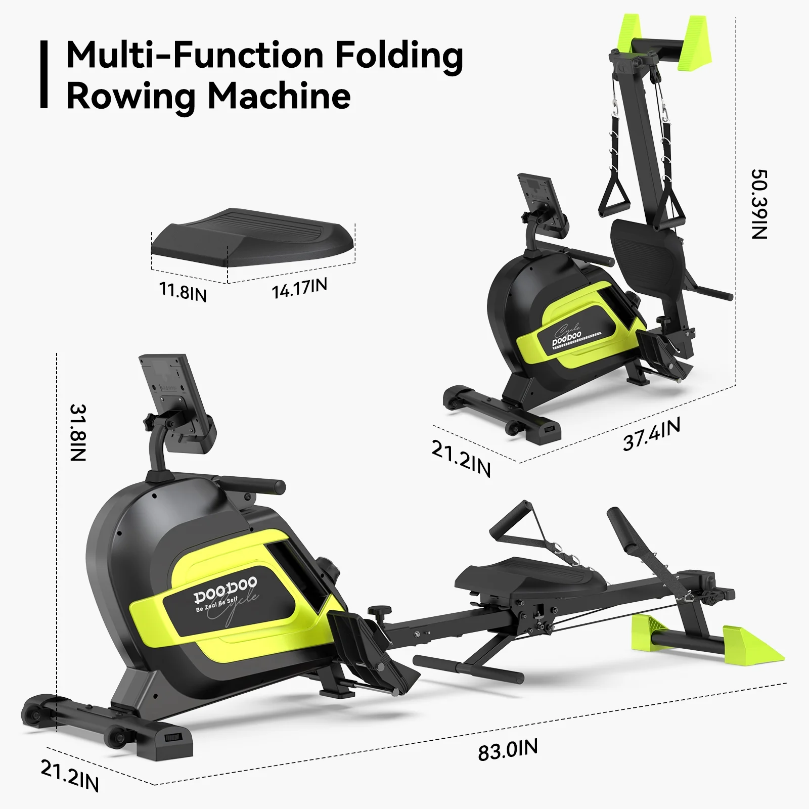 pooboo Rowing Machine Bluetooth 14 Levels Max 350 LBS Magnetic Rower with LCD Monitor, Tablet Holder, Upgraded Rowing Machines for Home use