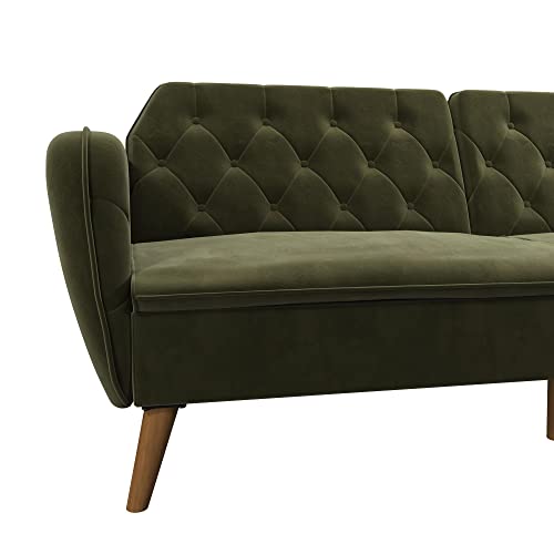 Novogratz Tallulah Memory Foam Futon, Convertible Couch, Camel Faux Leather