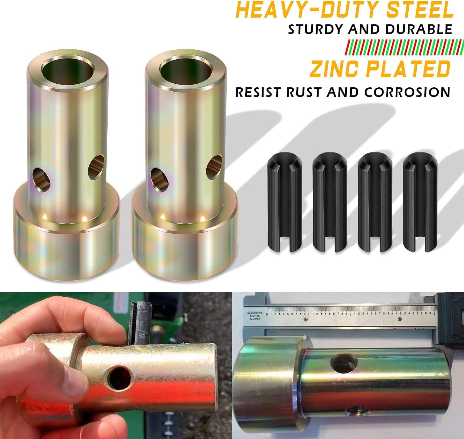 Pair of Cat 1 Quick Hitch Adapter Bushings Set for Category I 3-Point Tractors Use with Quick Hitch System