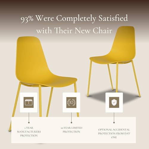 POLY & BARK Isla Modern Kitchen Chairs Set of 4 - Plastic Dining Chair with Metal Legs