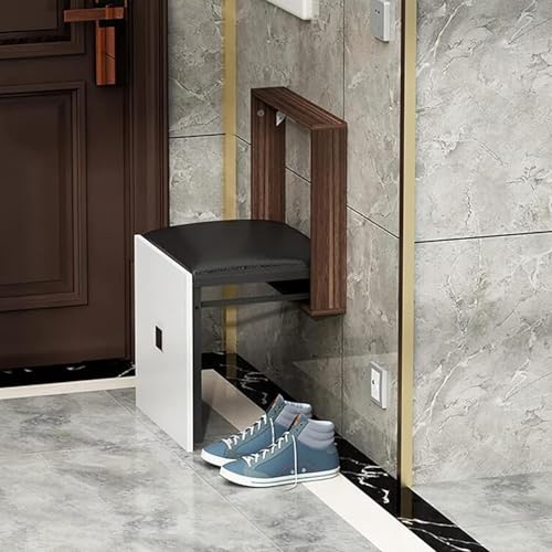 FANYING Wall-Mounted Folding Chair, Solid Wood Folding Shoe Stools, Wall-Mounted Porch Chair for Saving Space, Easy Installation