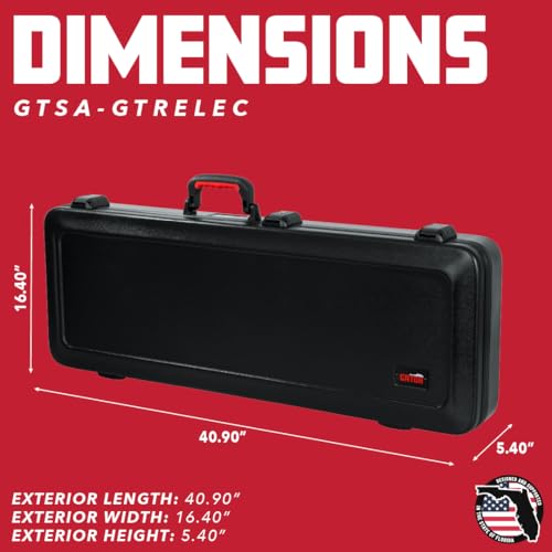 Gator Cases Molded Flight Case for Strat/Tele Style Electric Guitars with TSA Approved Locking Latch, (GTSA-GTRELEC)