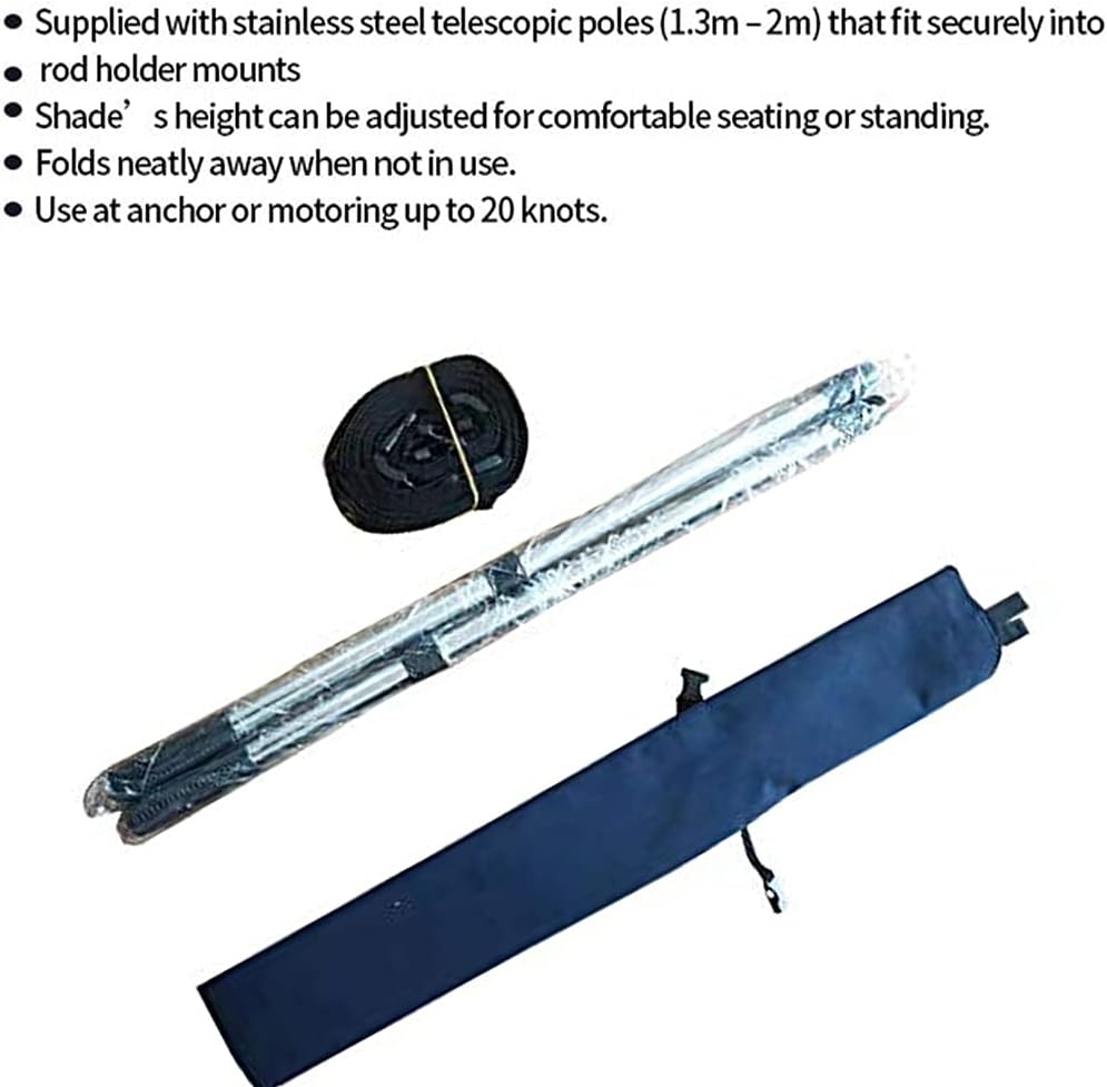 TeBaisea Boat T-Top Shade Boat Shade Kit Boat Shades Canopy Sun Shade for Boat Cover with Stainless Steel Telescopic Rod Foldable