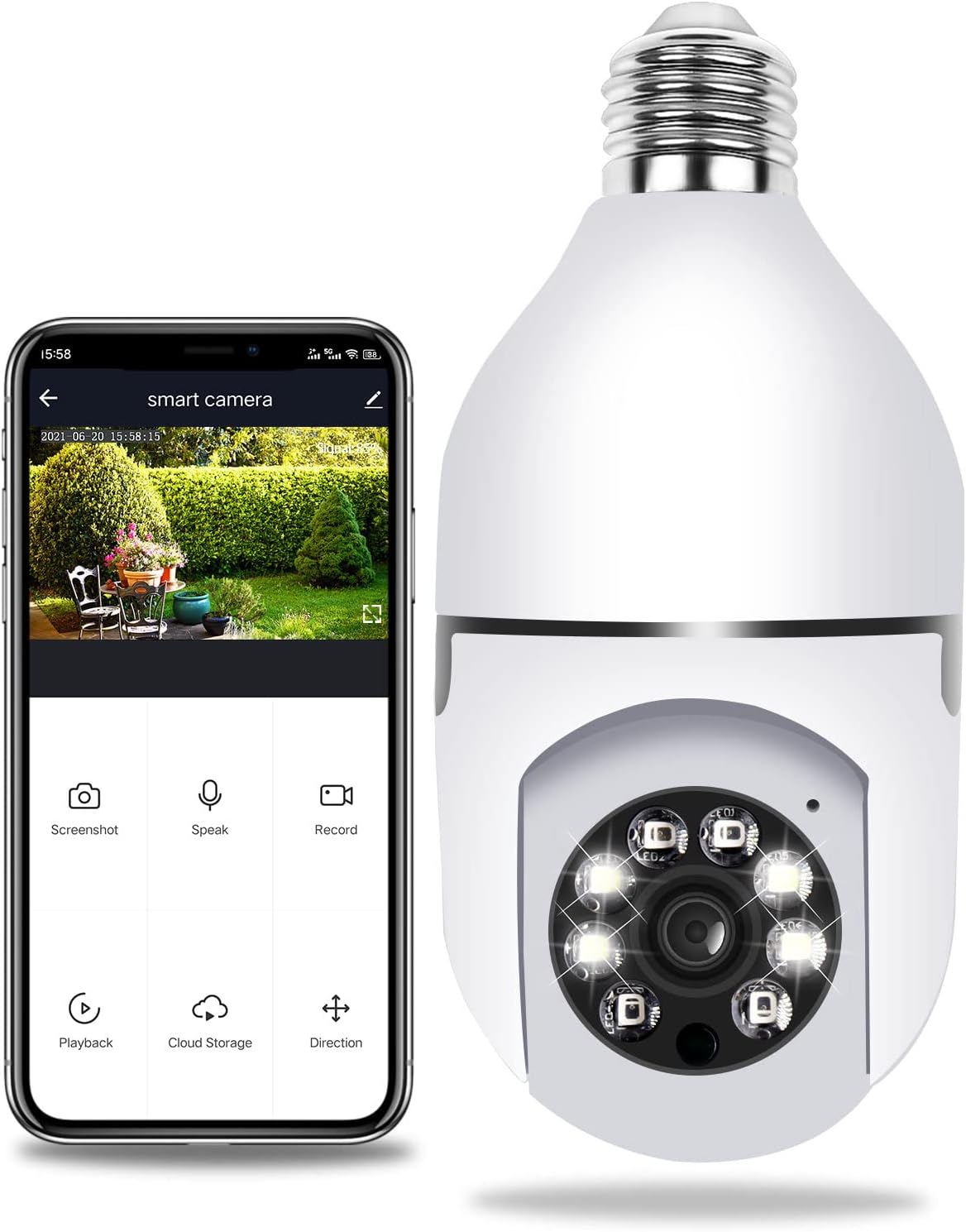 Pan Tilt Security Light Camera, Full HD 1080P Wireless Wi-Fi IP Camera