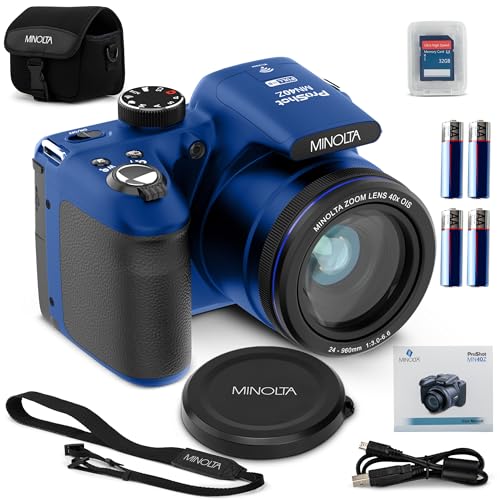 Minolta MN40Z 20MP Digital Camera – 40x Optical Zoom, 1080p FHD Video, 3.0" LCD, Wi-Fi, Face/Smile/Blink Detection – Silver