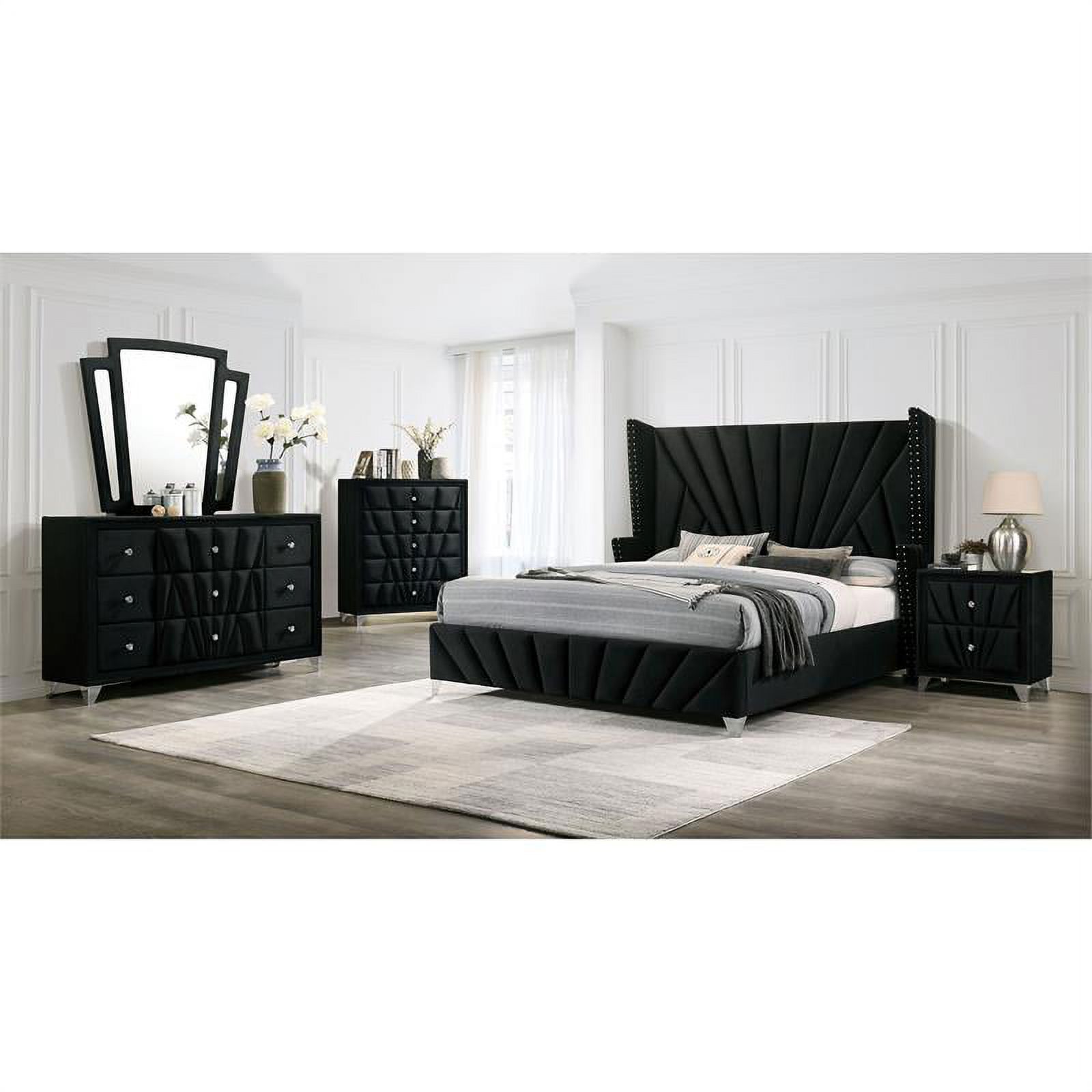 Furniture of America Sakan Transitional Fabric Upholstered Dresser in Black