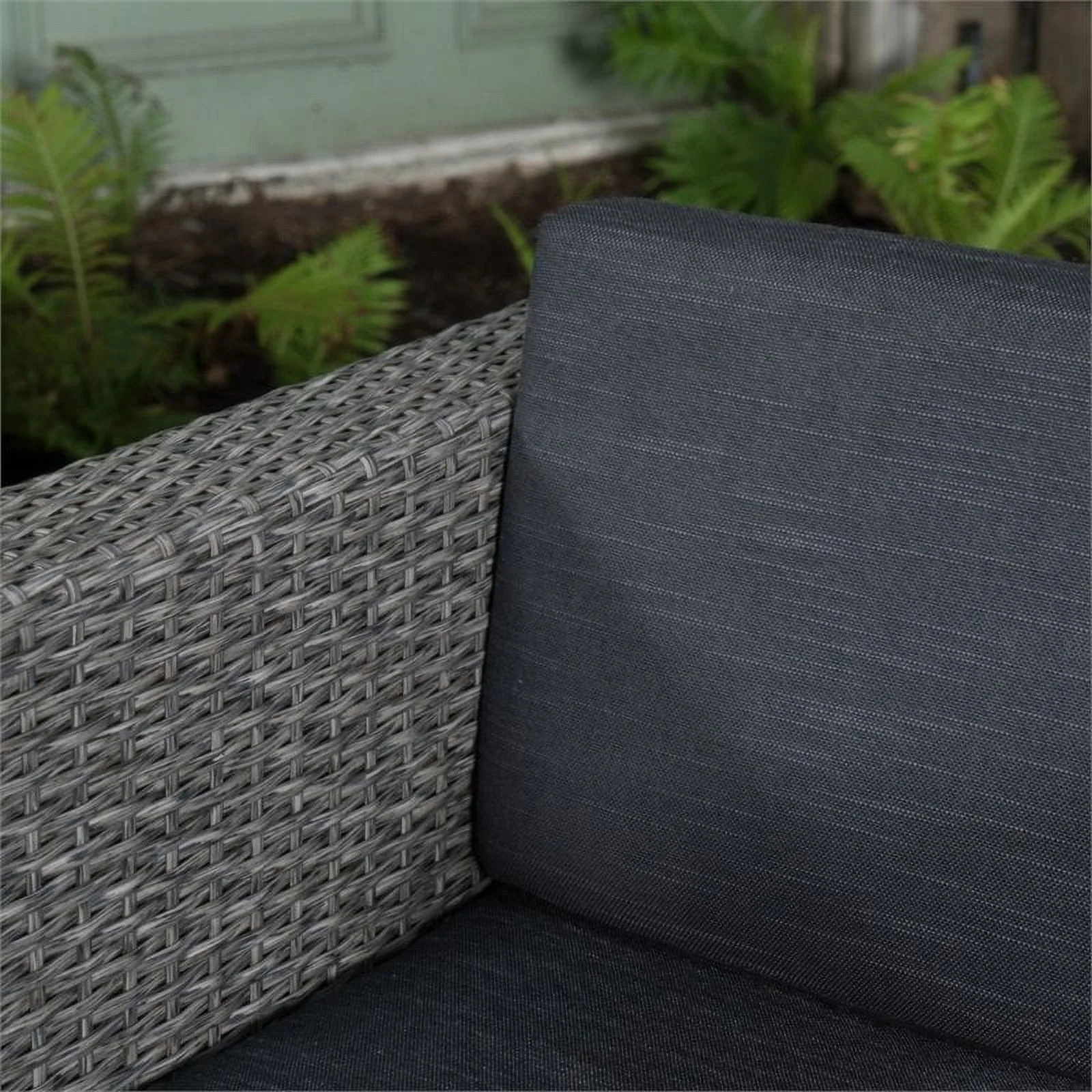 Noble House Puerta 6 Piece Outdoor Wicker Chair and Blended Wood Table Set