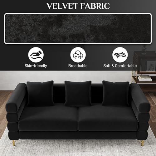 Cloud Couch for Living Room, 79" Modern Overstuffed Deep Seat Boucle Sherpa 3 Seater Sofa with 3 Pillows