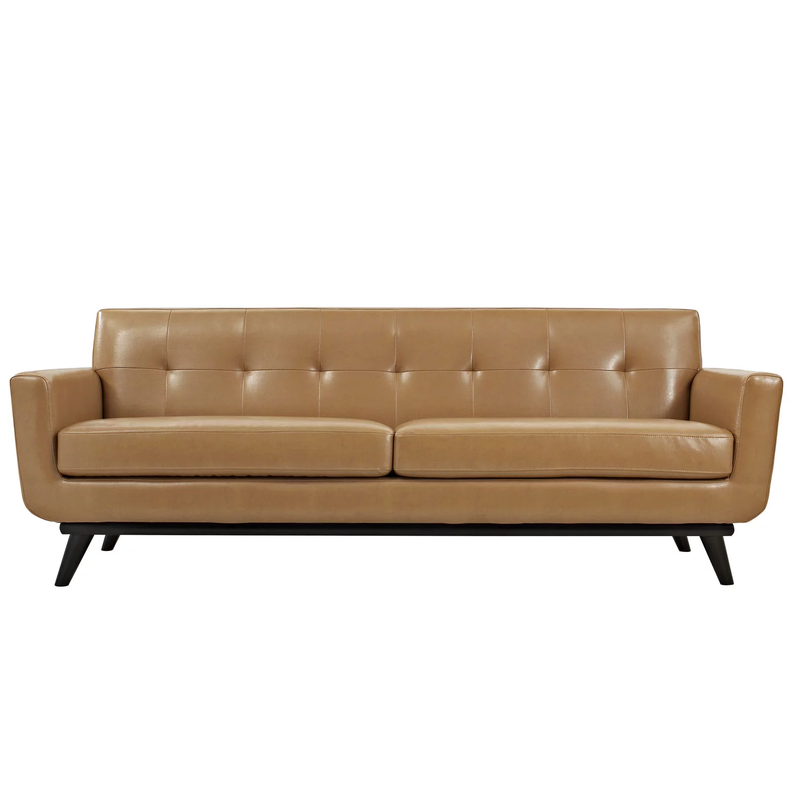 Modern Contemporary Leather Sofa, Brown Leather
