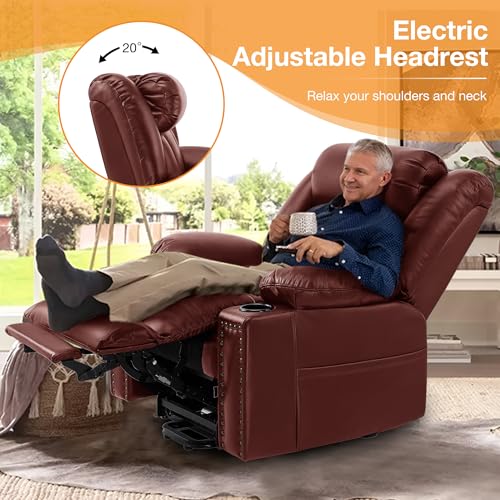 Triple Motor Large Power Lift Recliner Chair for Elderly with Heat and Massage, Lay Flat Lift Chairs for Seniors Infinite Position, Extended Footrest