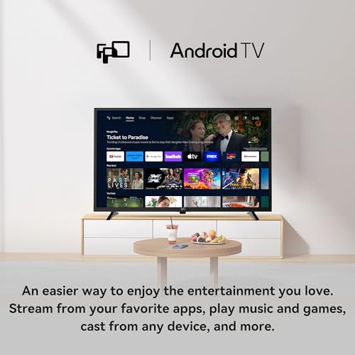 FPD 43 Inch Smart TV Flat Screen Frame LED Television Full HD 1080p Google Cast Built in, Streaming Live Ultra Thin HDR10 Android TV, Bluetooth, Vesa