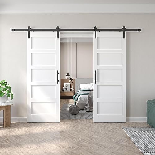 Fredbeck Double 32 White Barn Door (64 barn Door with 11ft Hardware kit inlcuded