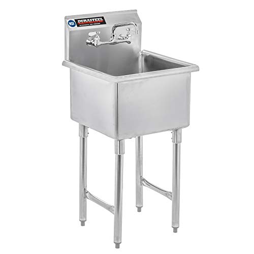 DuraSteel Stainless Steel Prep & Utility Sink - 1 Compartment Commercial Kitchen Sink - NSF Certified - 15"