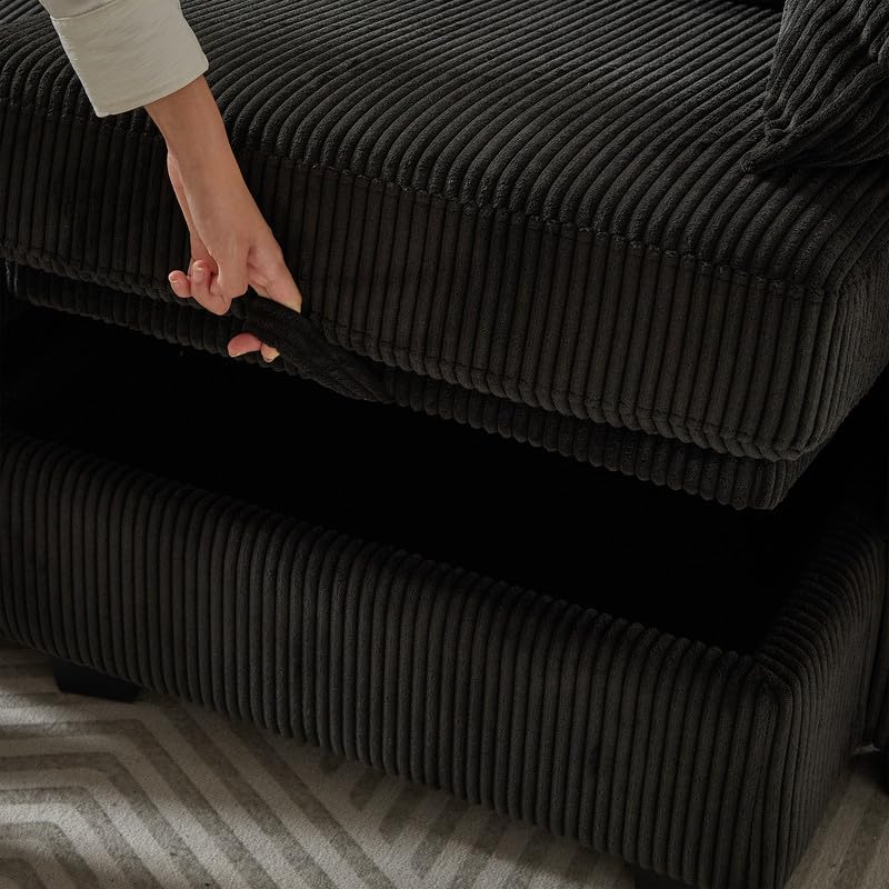 U Shaped Modular Sectional Sofa Couch, Corner Sofa with 4pcs Waist Pillows, Chaise Lounge, Terrycloth Fabric Sofa