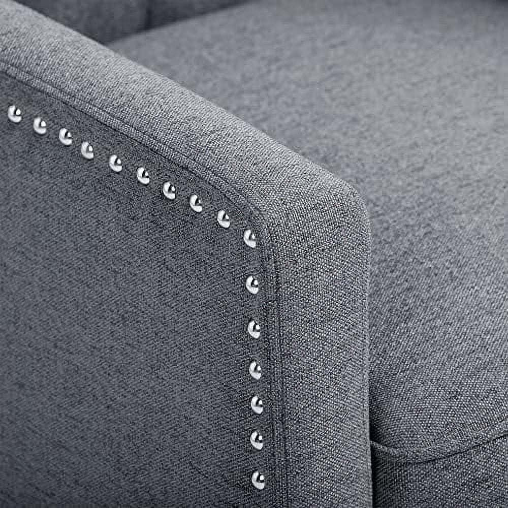 TJUNBOLIFE Pushback Recliner Chair Comfy Wingback Recliner Sofa Chair with Adjustable Backrest Tufted Fabric Accent Armchair with Vintage Rivets Trim