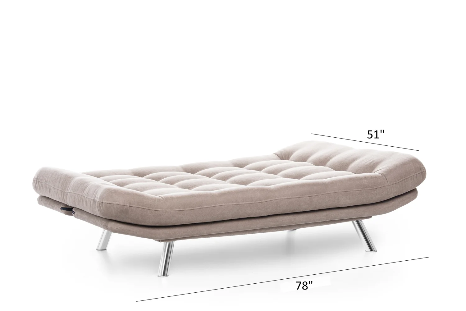 Marmaris Soft Cushion Seat Armless Futon Sofa, Easy to Assemble Sleeper sofa, Vizon