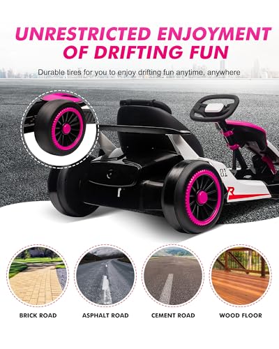 24V Go Kart for Kids 6-12 Year Old,Child Electric Drift Go-Kart with Music Mode,Electric Drifting Go Cart with Powerful Motor for 6+ Years Kid