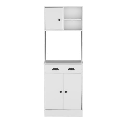 Wekity Microwave Storage Stand with 3-Doors and Drawer