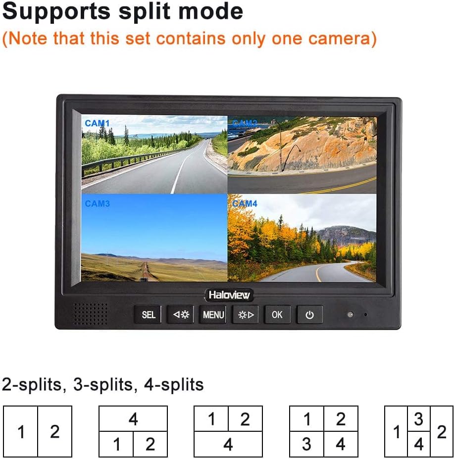 Haloview MC7108 Wireless RV Backup Camera System 7'' Monitor Built in DVR Rear View Camera with Infrared Night Vision and Wide Viewing Angle for