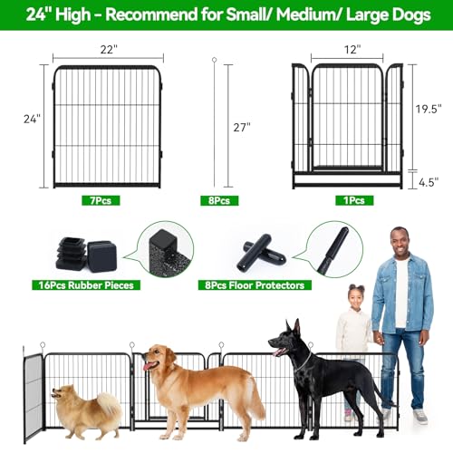 Dog Playpen Outdoor Extra Wide 12 Panels Heavy Duty Anti-Rust Coating-Strengthened Dog Fence 40" Height with Doors Portable for RV Camping Yard