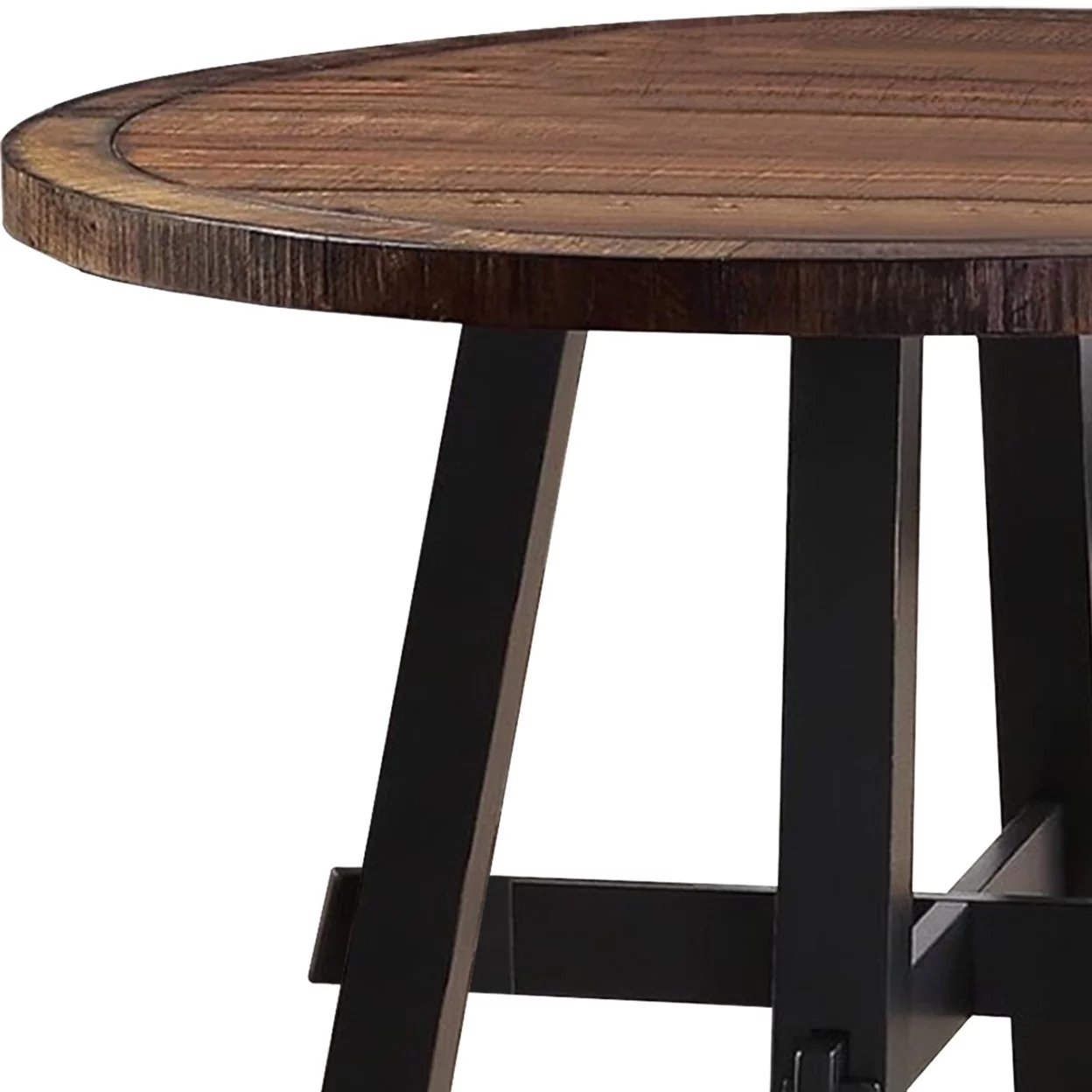 Cottage Style Round Wooden Dining Table Brown- Saltoro Sherpi