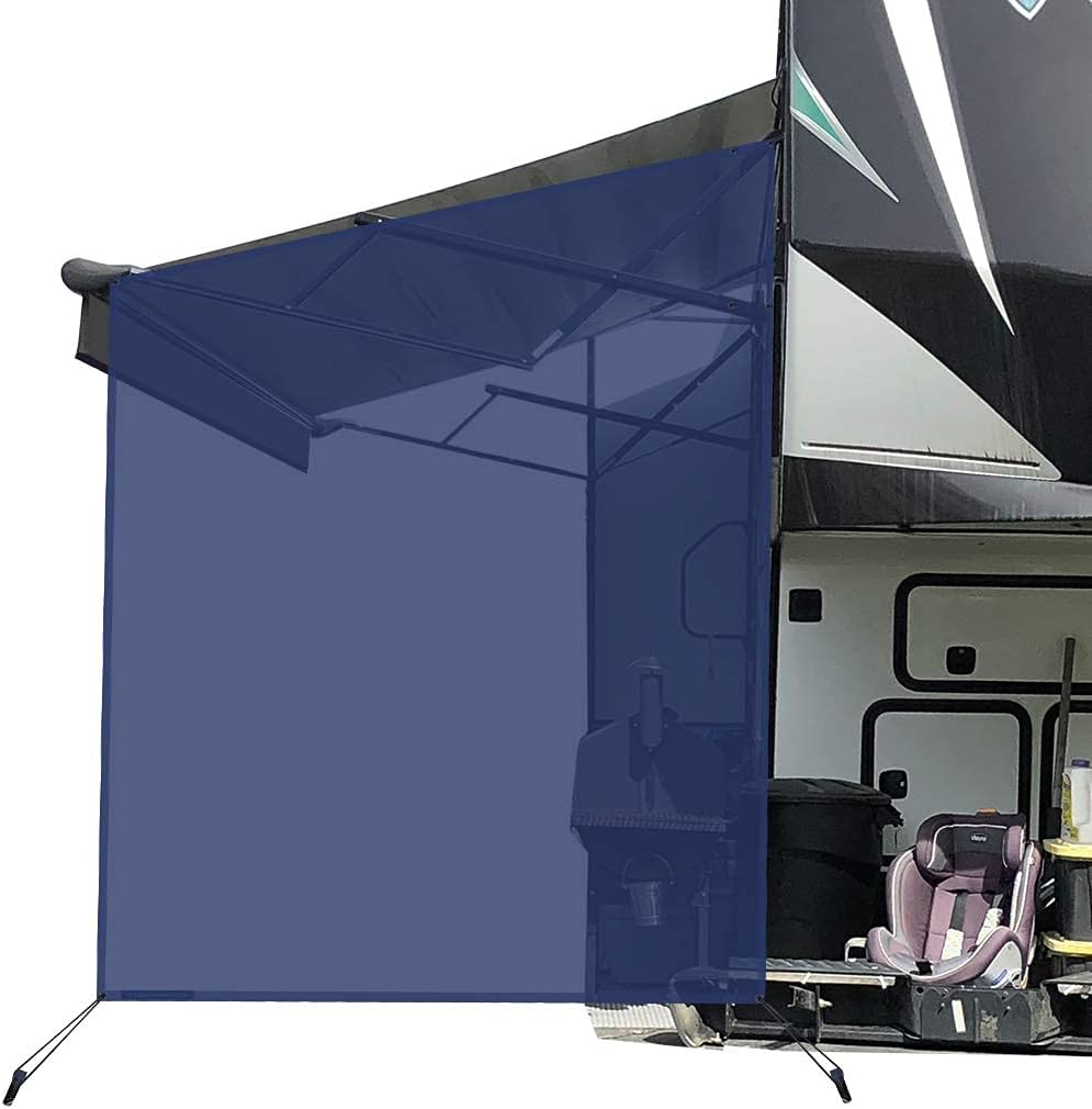 leaveshade RV Awning Side Sun Shade Screen (9'X7' Beige Mesh) Camper Sunshade Complete Kits Motorhome Trailer UV Blocker - 3 Years Lasting