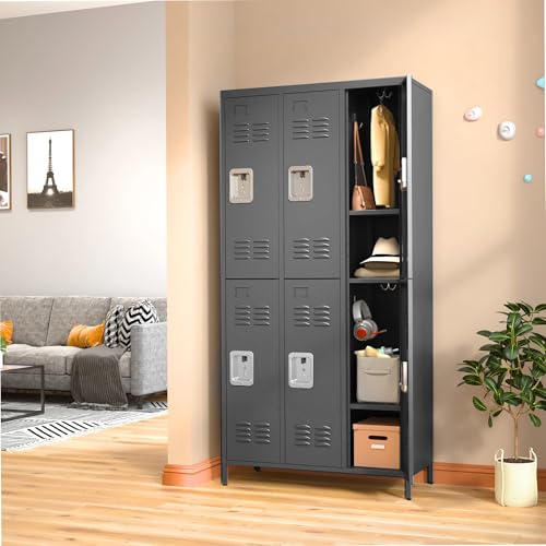 3 Doors Lockers for Employees, Steel Storage Lockers Lockable, Metal Locker Storage Cabinet for Home Office School Gym, Require Assembly (Grey)