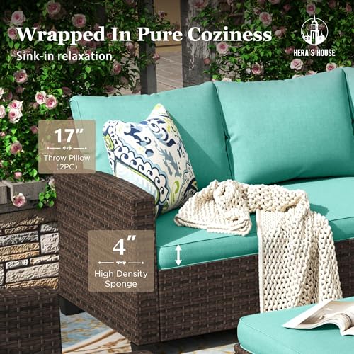 HERA'S HOUSE Patio Furniture Set with 56" Fire Pit Table, Outdoor Patio Conversation Sets