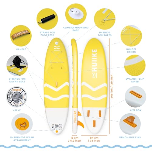 Inflatable Paddle Board for Adults with Accessories Included, Oar, Fins, Pump. Stand Up Paddleboard Great Stability and Resistance. 10’ x 33" x 5.9"