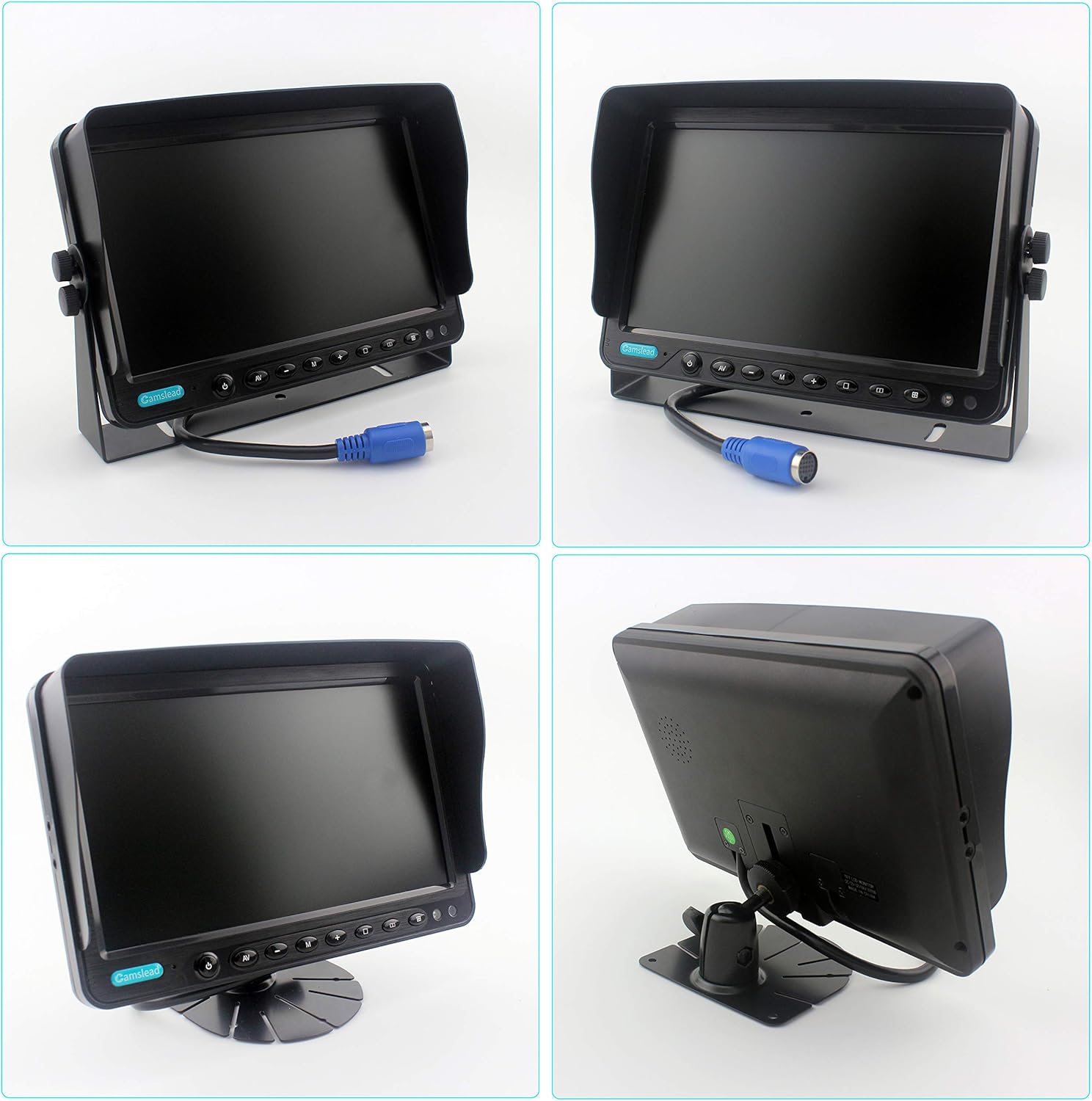 CAMSLEAD Heavy Truck Camera Vehicle Vision Safety Backup Camera System 7 inch Monitor Built-in DVR Recorder with Quad Split Screen Vehicle Rear View