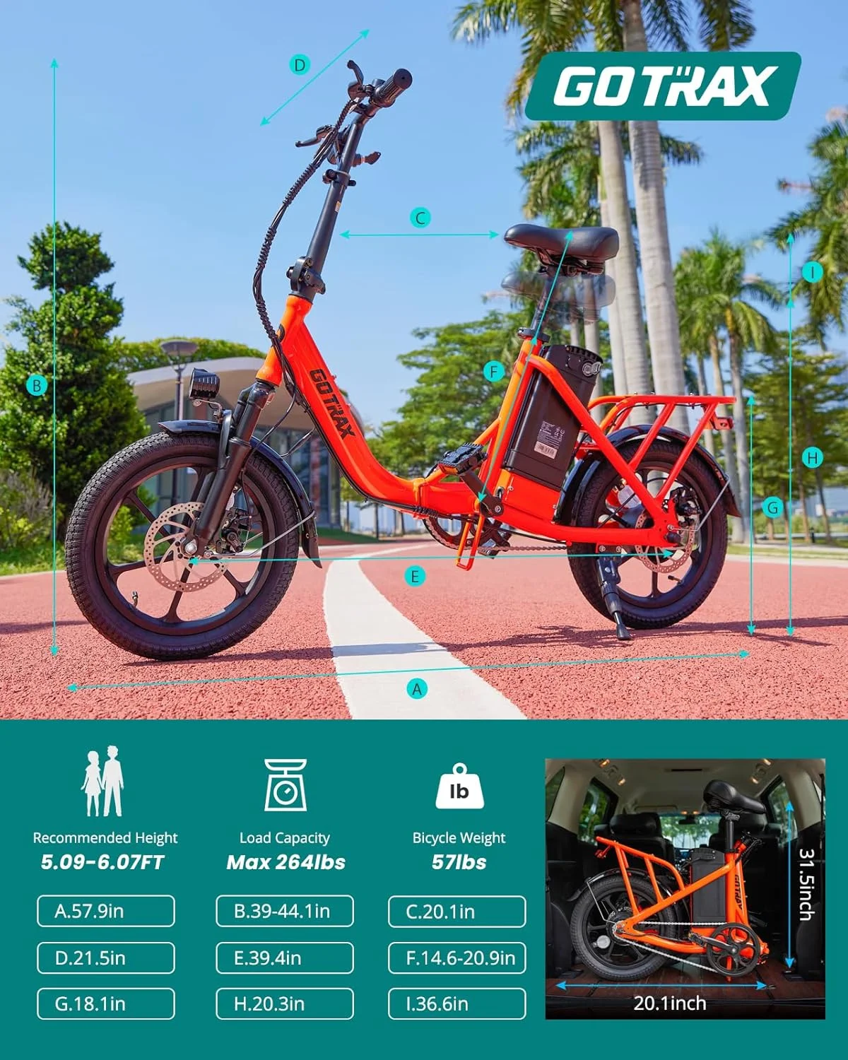 GOTRAX NEPHELE 16" Electric Bike for Adults, 350W/36V/ 15.5Mph & 25Mile Commuting Folding Adult E-bike, Orange