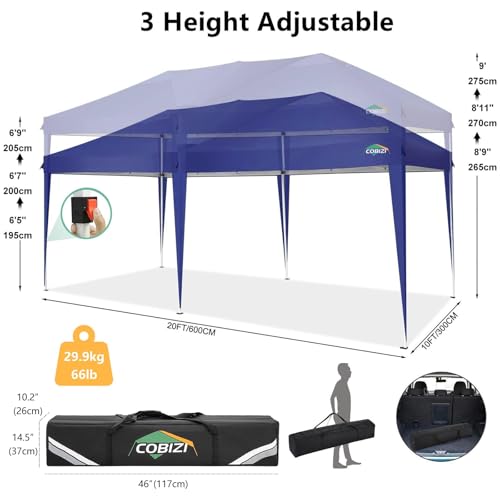 COBIZI 10x10 Pop up Canopy Tent Protable Canopy Tent with 4 Sidewalls Waterproof Commercial Instant Shelter for Parties, Wedding