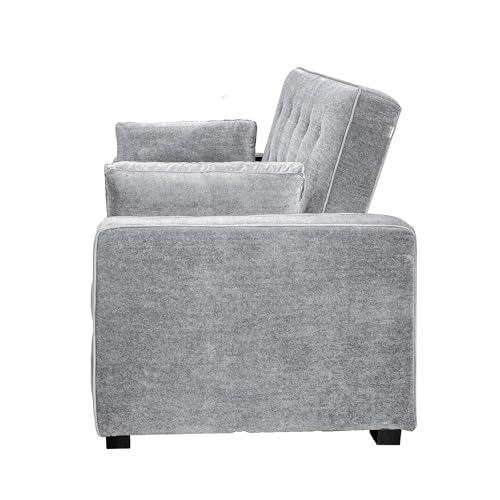 Serta Ainsley 72.6" Convertible Sleeper Sofa, Queen Size, Dreamcoil Comfort, Soft Velvet Fabric, Navy